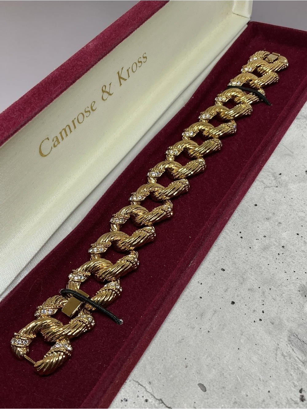Camrose & Kross JBK Jackie Kennedy Gold Rope Chain Rhinestone Bracelet w/ COA